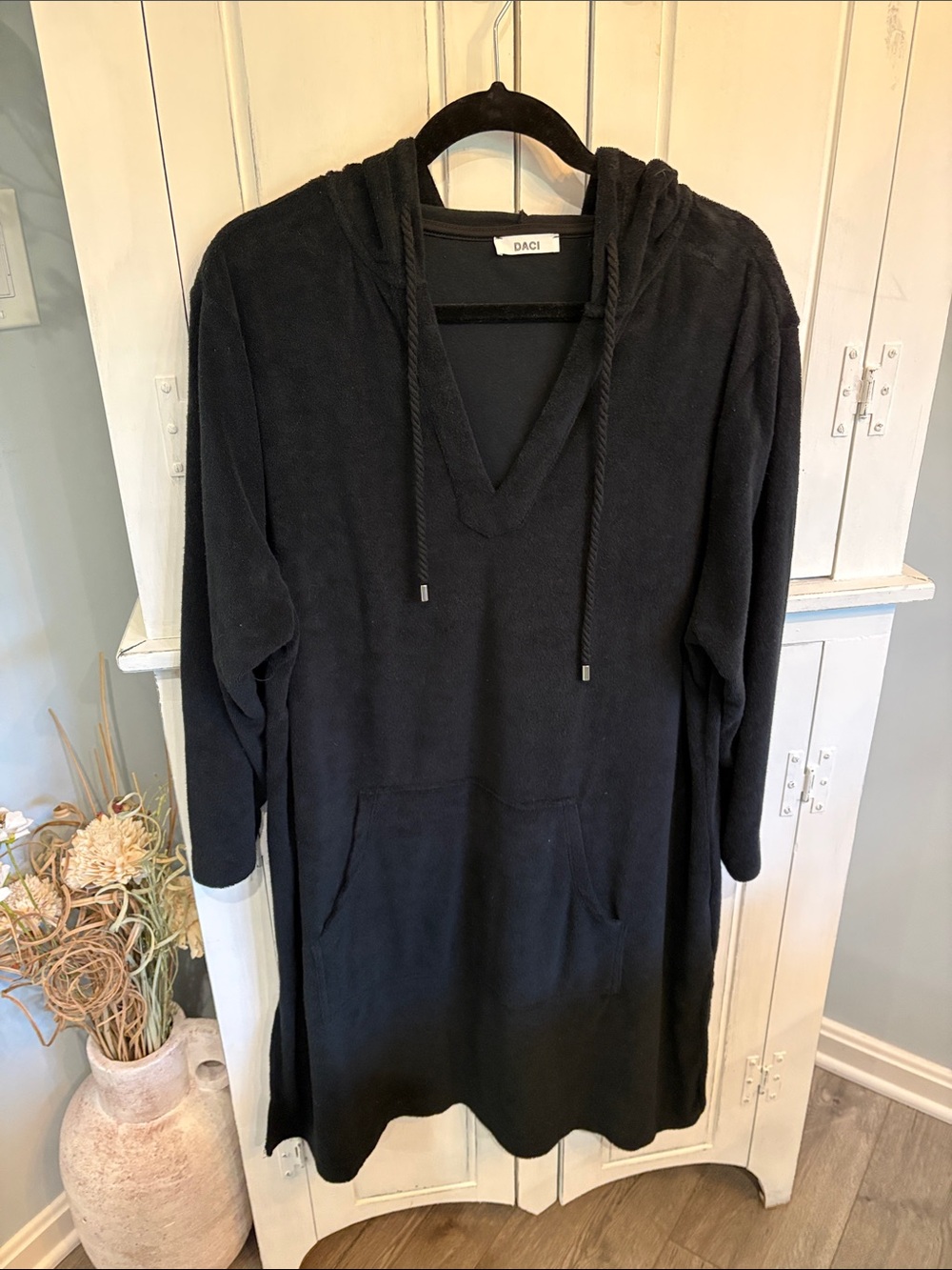 DACI Black Hooded Swim Coverup Tunic